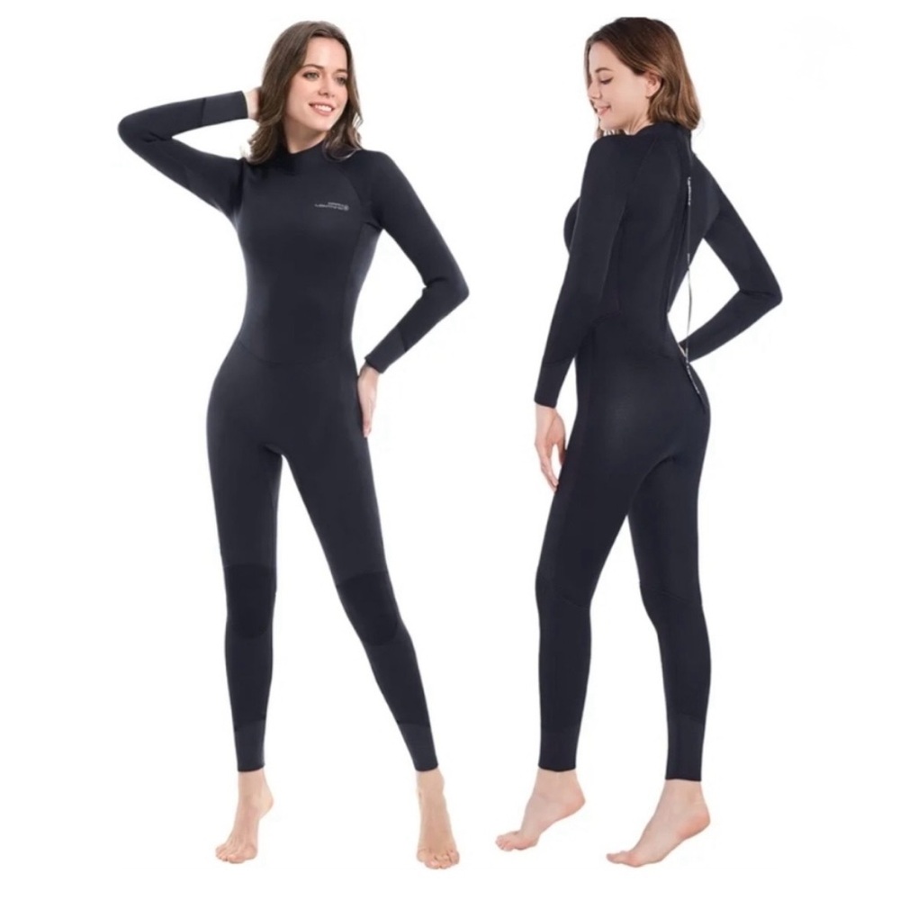 Women's Dark Lightning Full-Length Black Wetsuit - Long Sleeve Back Zip size 4